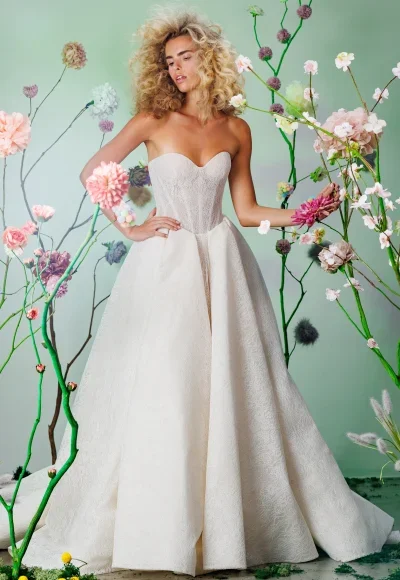 Delicate And Timeless Lace Ball Gown by Maria Farbinni