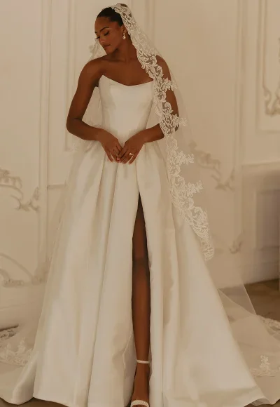 Strapless Cat‑Eye Ball Gown With Basque Waist by Martina Liana