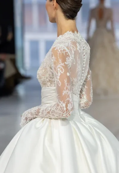 Long-Sleeve Lace Bodice Ball Gown by Nicole + Felicia - Image 2