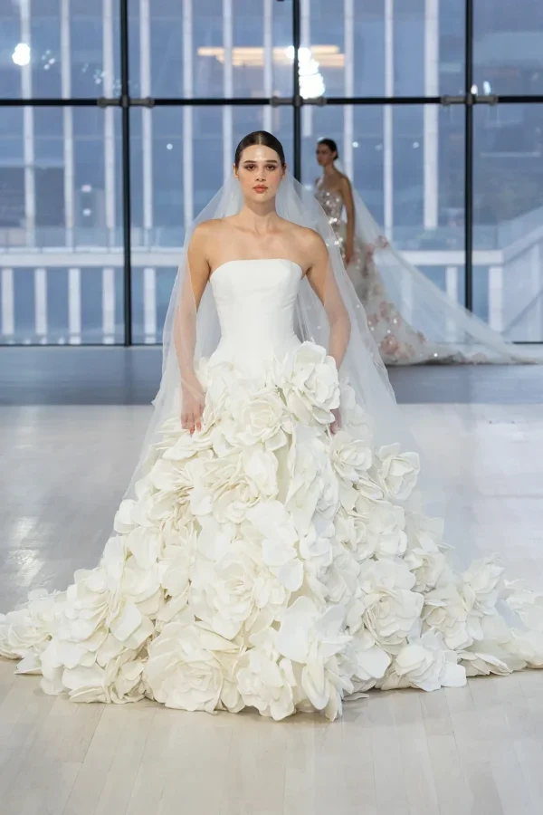 Sculpted Floral Ball Gown by Nicole + Felicia - Image 1