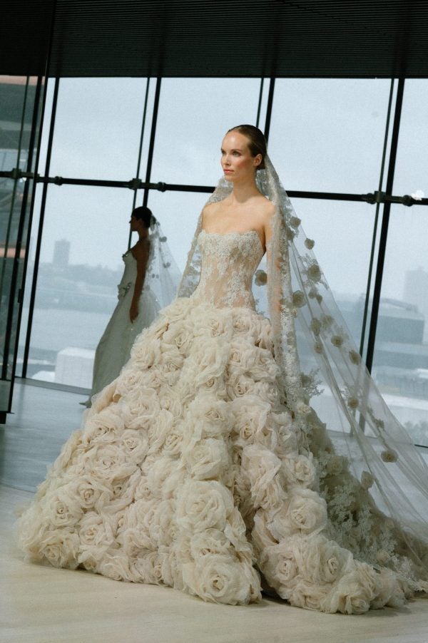Dramatic Floral Ball Gown With Embroidered Bodice by Nicole + Felicia - Image 1