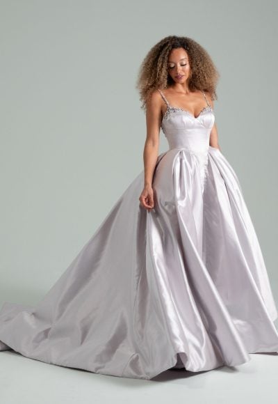 Regal And Dramatic Purple Satin Ball Gown by Hayley Paige