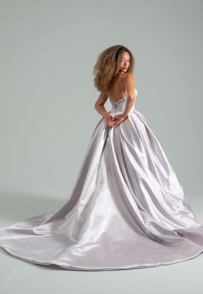 Regal And Dramatic Purple Satin Ball Gown by Hayley Paige - Image 2