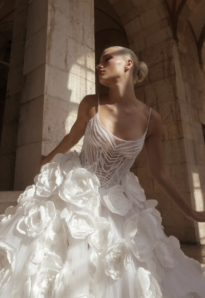 Ball Gown With Hand-Beaded Bodice And Floral Accents by Pnina Tornai - Image 2