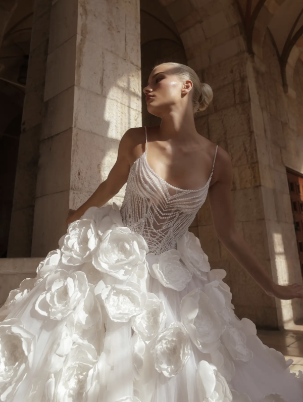 Ball Gown With Hand-Beaded Bodice And Floral Accents by Pnina Tornai - Image 2