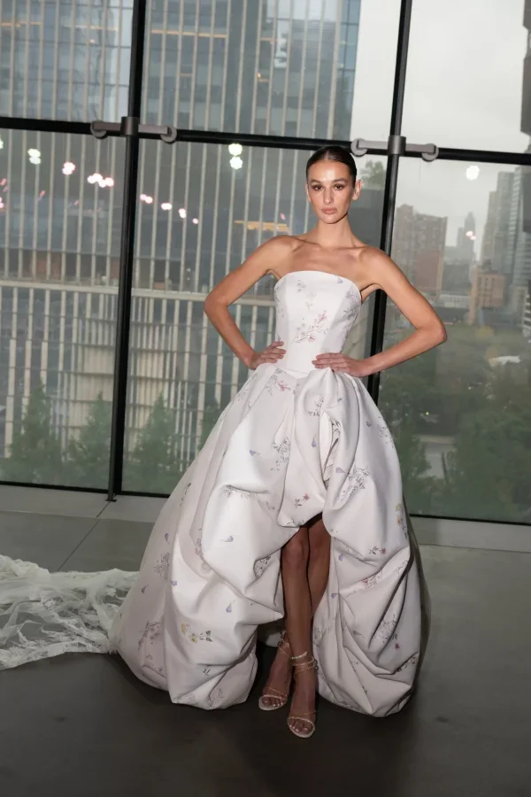 Silk Mikado High-Low A-line Wedding Dress by Senstudio - Image 2