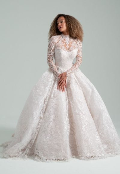 Dramatic And Romantic Sparkly Lace Ball Gown With Detachable Bolero by Hayley Paige