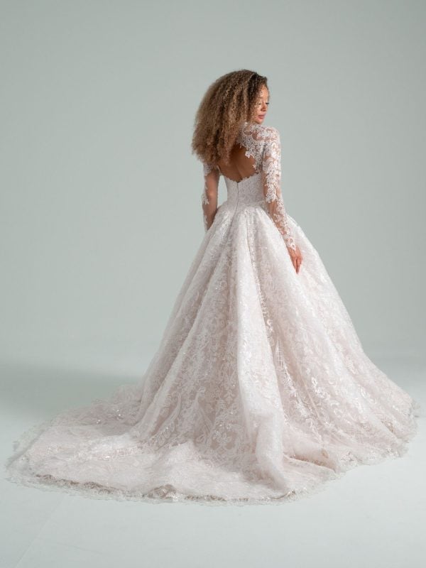 Dramatic And Romantic Sparkly Lace Ball Gown With Detachable Bolero by Hayley Paige - Image 2