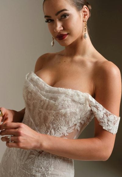 Plus-Size Modern And Unique Sheath Wedding Dress With Detachable Overskirt by Maggie Sottero - Image 6