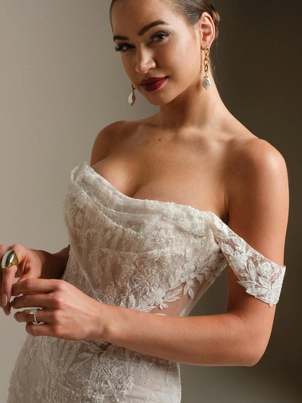 Plus-Size Modern And Unique Sheath Wedding Dress With Detachable Overskirt by Maggie Sottero - Image 6