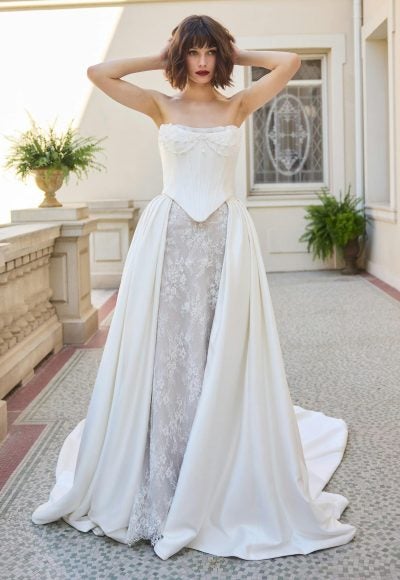 Plus-Size Modern And Unique Sheath Wedding Dress With Detachable Overskirt by Maggie Sottero - Image 2