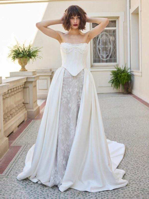 Plus-Size Modern And Unique Sheath Wedding Dress With Detachable Overskirt by Maggie Sottero - Image 2