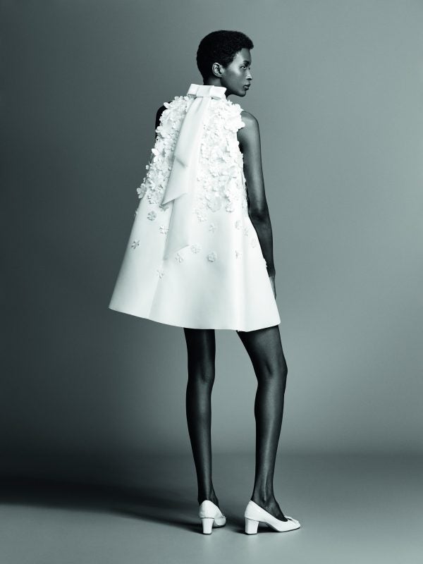 Chic 3D Floral Bridal Mini Dress With Bow by Viktor & Rolf - Image 2