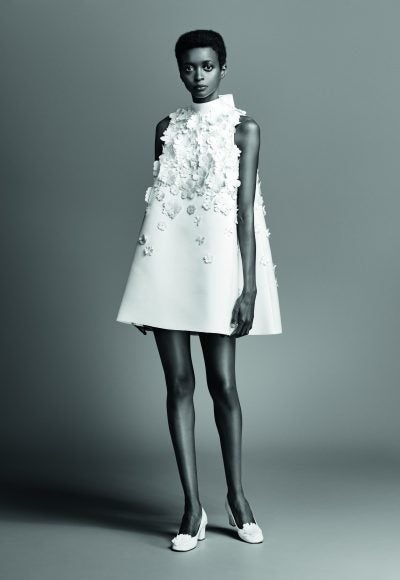 Chic 3D Floral Bridal Mini Dress With Bow by Viktor & Rolf