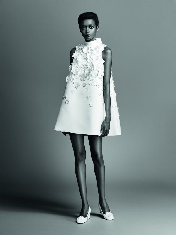 Chic 3D Floral Bridal Mini Dress With Bow by Viktor & Rolf - Image 1