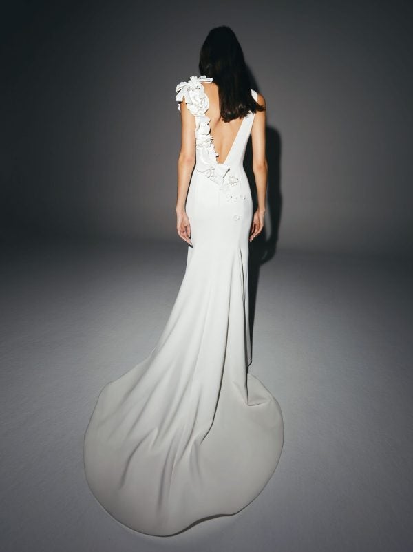 3D Floral Scoop-Neck Sheath Wedding Dress by Viktor & Rolf - Image 2