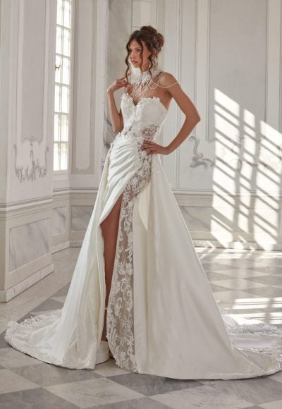 Delicate Mermaid Wedding Dress with Lace Accents by Vanilla Sposa