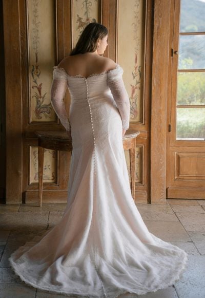 Plus-Size Romantic Lace Off-The-Shoulder Sheath Dress by Allure Bridals - Image 3
