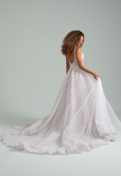 Plus-Size Ethereal V-Neck Sparkly Tulle A-Line Wedding Dress by Hayley Paige - Image 2