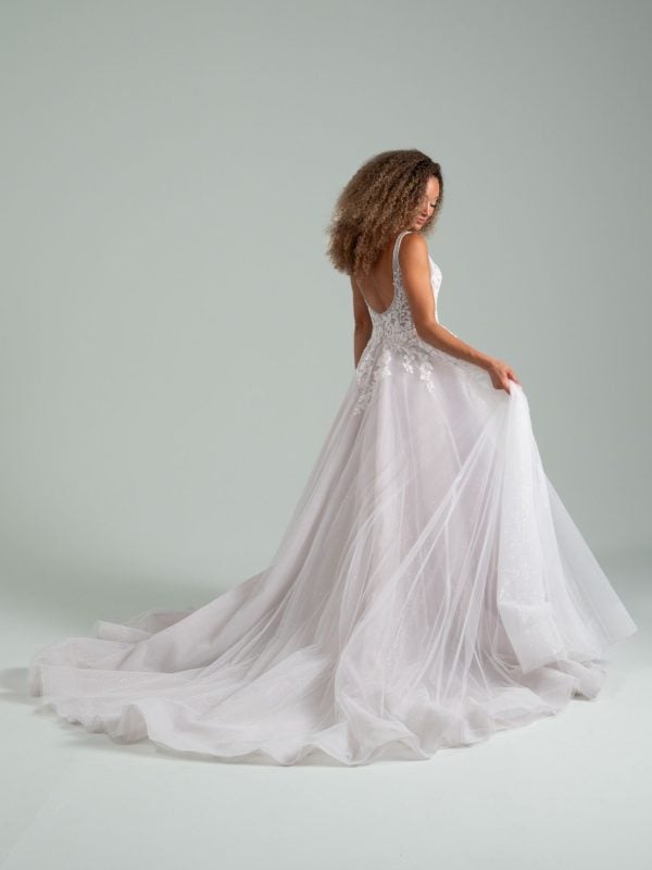 Plus-Size Ethereal V-Neck Sparkly Tulle A-Line Wedding Dress by Hayley Paige - Image 2