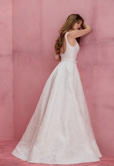 Romantic Scoop-Neck Embroidered A-Line Wedding Dress With Open Back by Anne Barge - Image 2