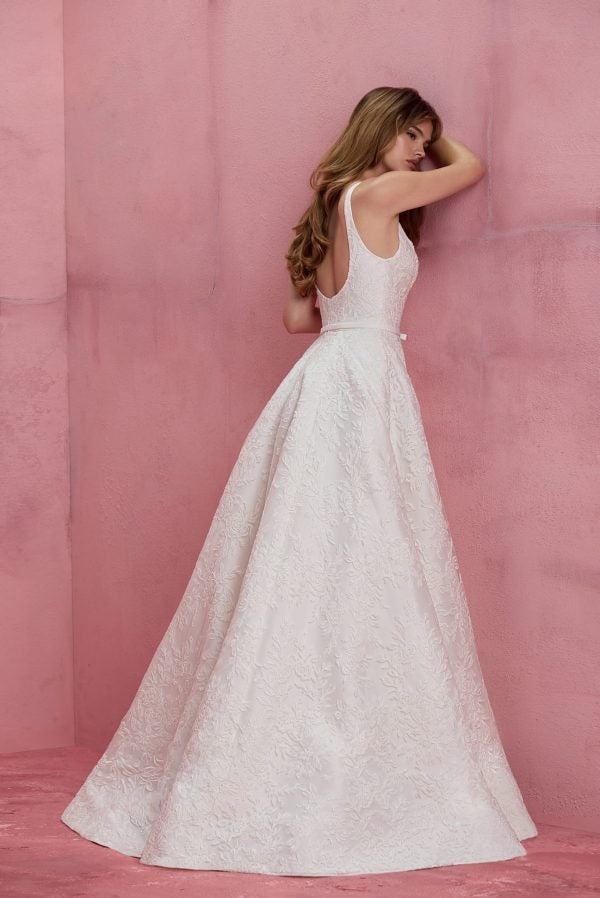 Romantic Scoop-Neck Embroidered A-Line Wedding Dress With Open Back by Anne Barge - Image 2