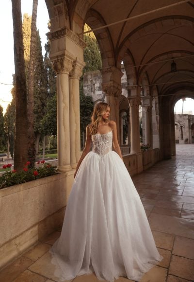 Sparkly Strapless Tulle Ball Gown With 3D Florals by Pnina Tornai