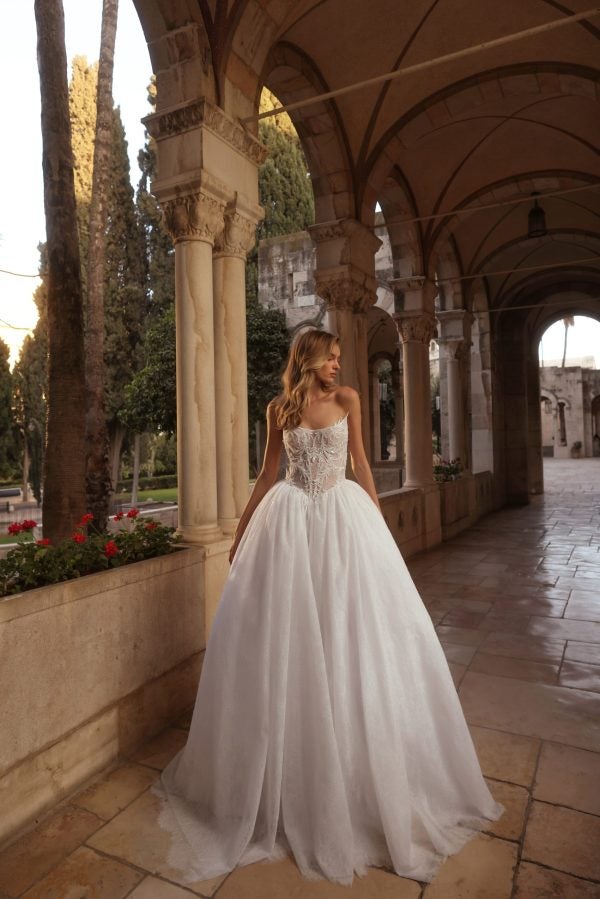 Sparkly Strapless Tulle Ball Gown With 3D Florals by Pnina Tornai - Image 1