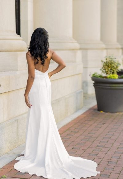 Halter-Neck Sheath Wedding Dress With Open Back And Pearl Buttons by Essense of Australia - Image 4