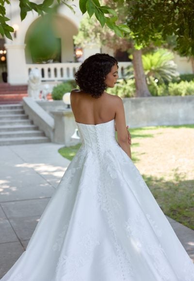 Strapless A-Line Wedding Dress With Lace Appliqué by Essense of Australia - Image 4