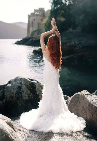 Shimmering Fit-And-Flare Wedding Dress With Ruffled Tulle Skirt by Disney Fairy Tale Weddings Collection - Image 4