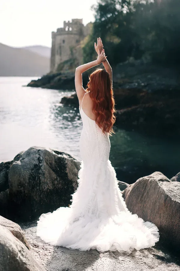 Shimmering Fit-And-Flare Wedding Dress With Ruffled Tulle Skirt by Disney Fairy Tale Weddings Collection - Image 4