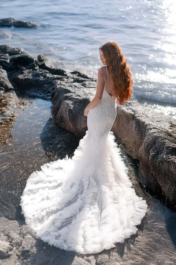 Shimmering Fit-And-Flare Wedding Dress With Ruffled Tulle Skirt by Disney Fairy Tale Weddings Collection - Image 2