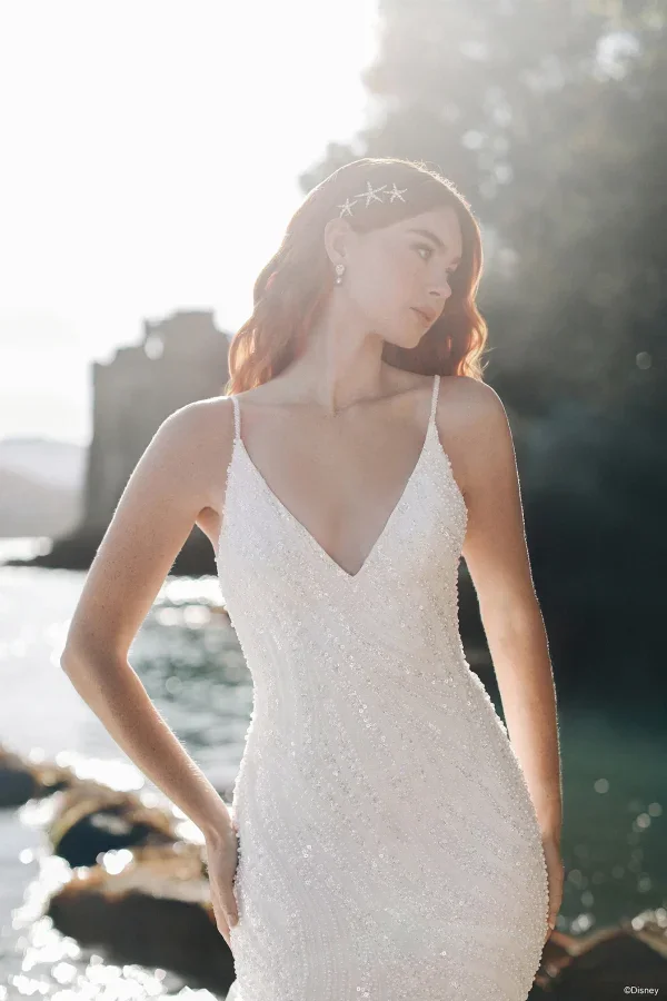 Shimmering Fit-And-Flare Wedding Dress With Ruffled Tulle Skirt by Disney Fairy Tale Weddings Collection - Image 3