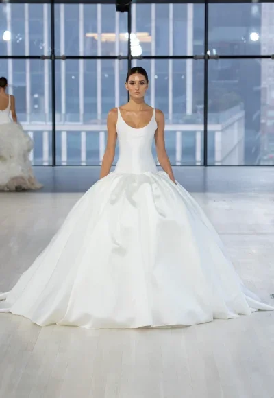 Dramatic Drop Waist Ball Gown by Nicole + Felicia
