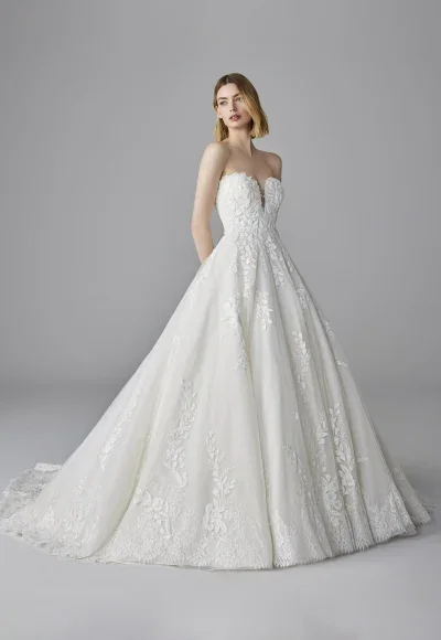 Timeless Romantic Ball Gown With Layered Tulle Skirt by Pronovias