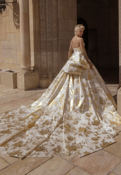 Gold Detailed Strapless Ball Gown by Pnina Tornai - Image 3