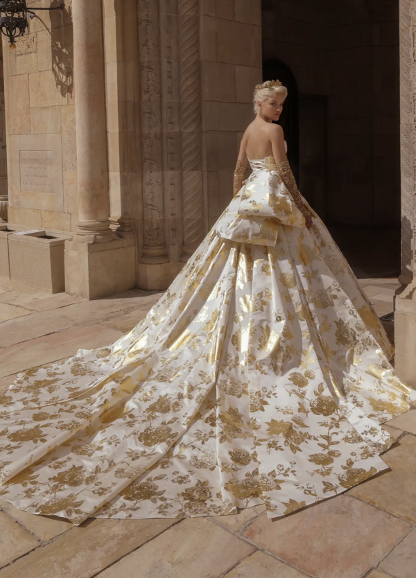 Gold Detailed Strapless Ball Gown by Pnina Tornai - Image 3