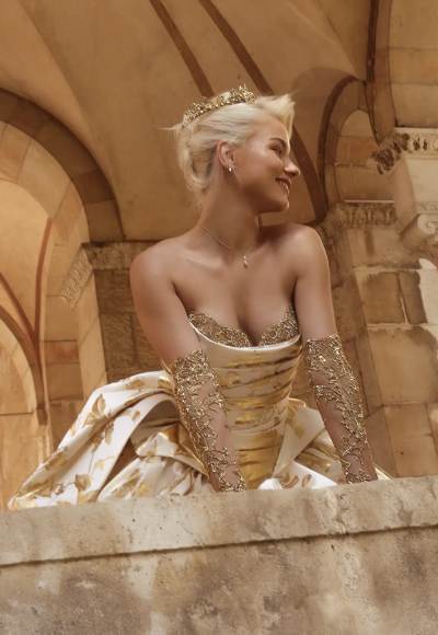 Gold Detailed Strapless Ball Gown by Pnina Tornai - Image 2