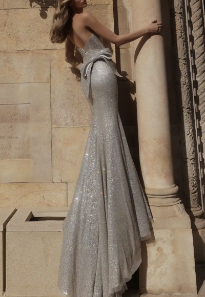 Silver Crystal Fit-And-Flare Wedding Dress by Pnina Tornai - Image 2