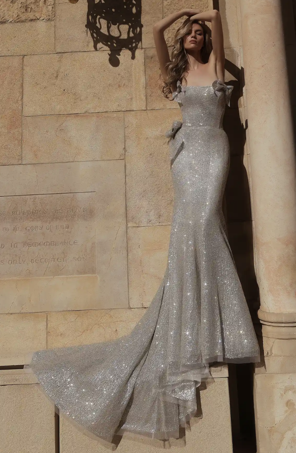 Silver Crystal Fit-And-Flare Wedding Dress by Pnina Tornai - Image 1