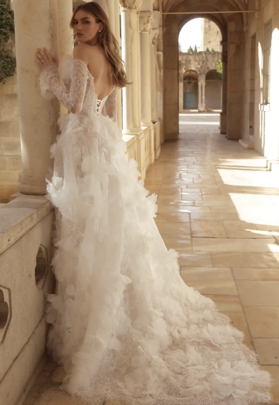Romantic Lace A-Line Wedding Dress With Long Sleeves by Pnina Tornai - Image 2