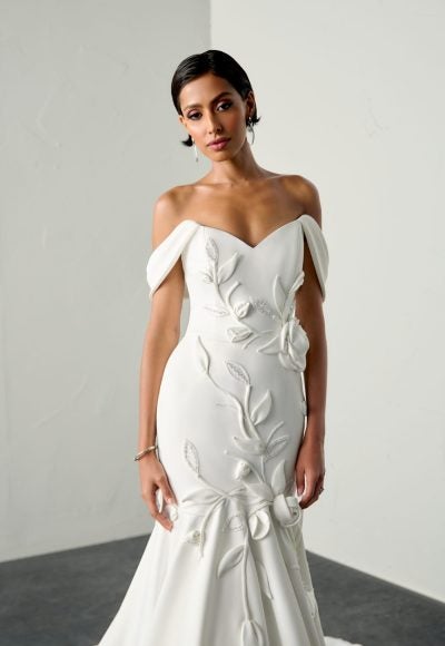 Plus-Size Unique And Beaded Floral Mermaid Wedding Dress by Justin Alexander Signature - Image 2