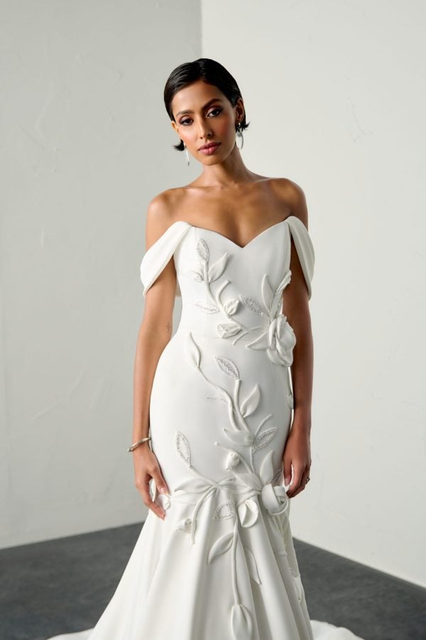 Plus-Size Unique And Beaded Floral Mermaid Wedding Dress by Justin Alexander Signature - Image 2