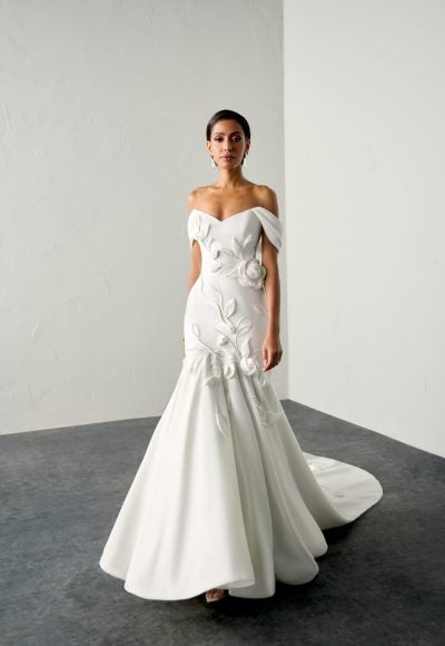 Plus-Size Unique And Beaded Floral Mermaid Wedding Dress by Justin Alexander Signature