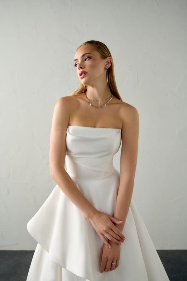 Plus-Size Clean And Modern Strapless Ball Gown by Justin Alexander Signature - Image 2