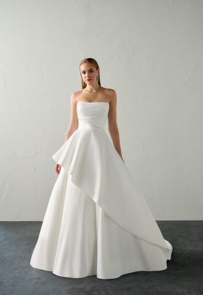 Clean And Modern Strapless Ball Gown by Justin Alexander Signature