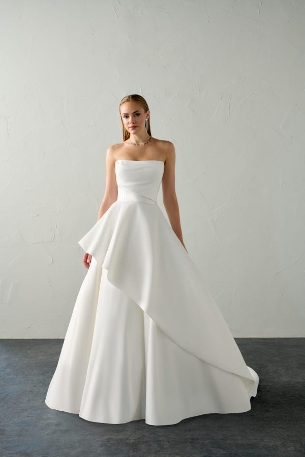 Plus-Size Clean And Modern Strapless Ball Gown by Justin Alexander Signature - Image 1