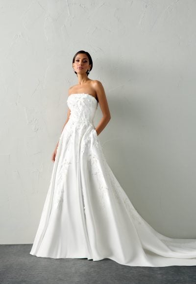 Plus-Size 3D Floral Applique A-Line Wedding Dress by Justin Alexander Signature