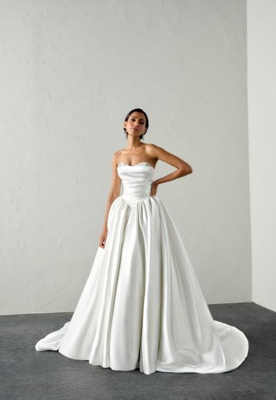 Chic And Modern Ball Gown With Sparkly Neckline by Justin Alexander Signature